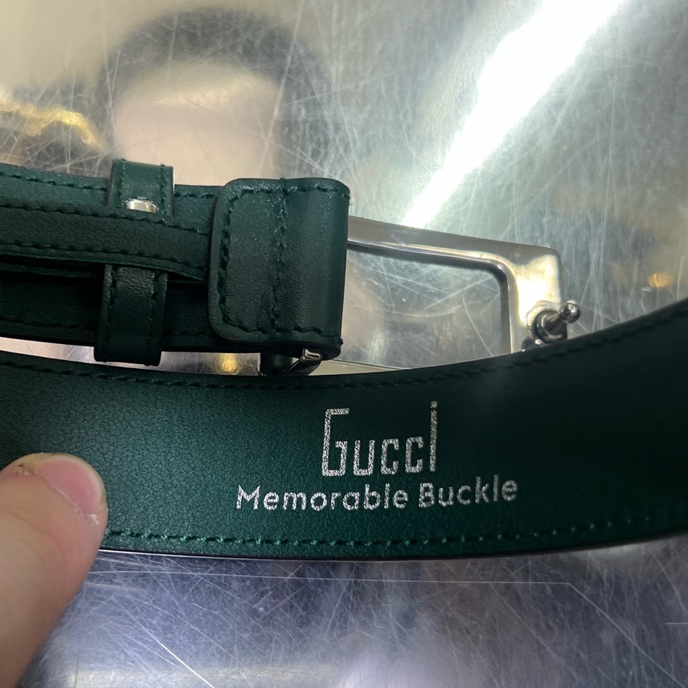 Men's Gucci Green Leather Belt - Picture 5 of 7